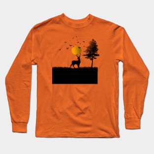 sunset deer Long Sleeve T-Shirt